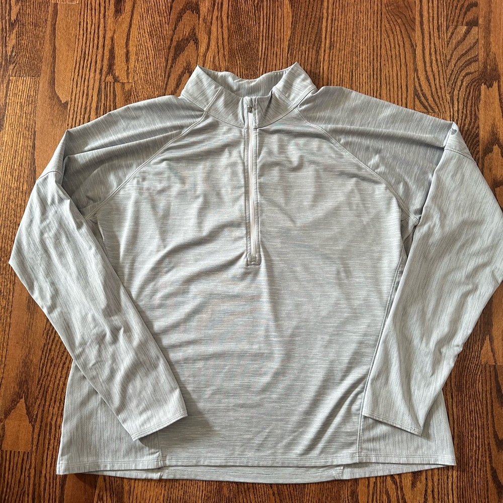 Athleta Light Gray Pullover Athletic Quarter Zip … - image 1